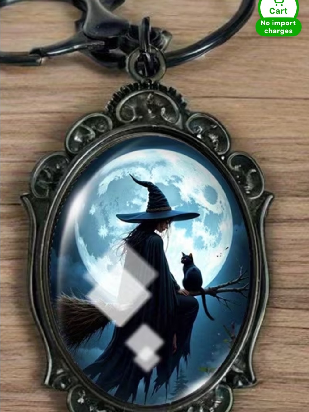 Witch Silhouette Moon bag tag- Black